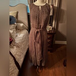 Elegant Brown Polka Dot Dress